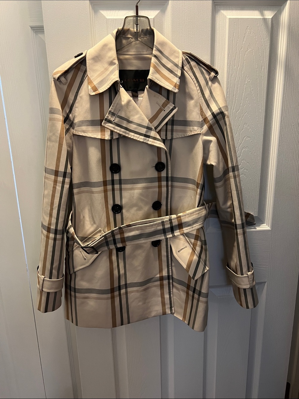 Coach plaid trench coat